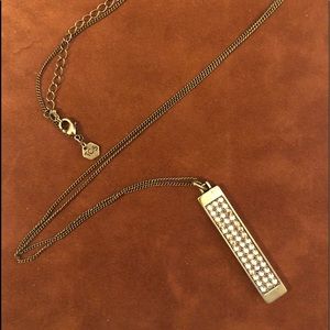 Touchstone crystal antique gold necklace